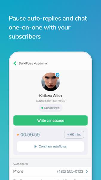 Schermata SendPulse Chatbots 2