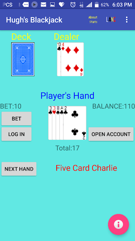 Hugh's Blackjack Screenshot 2