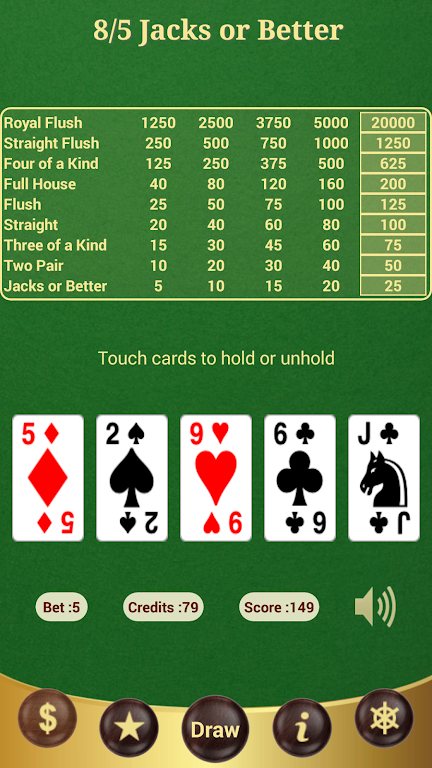 8/5 Jacks or Better Poker Скриншот 1