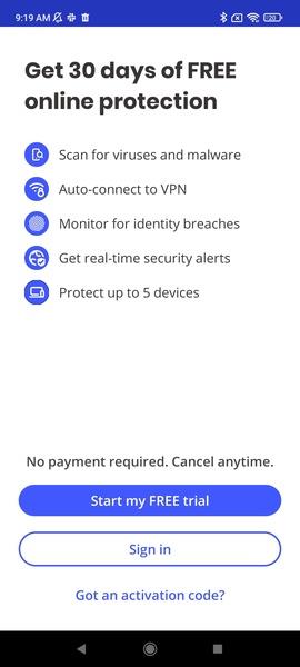 Schermata McAfee Security: Antivirus VPN 1