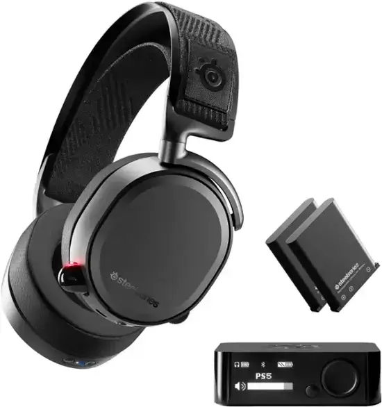 Steelseries -Arctis Pro Wireless DTS 헤드폰 : x v2.0 Surround Sound Sound Gaming Headset for PS4 및 PC -Black