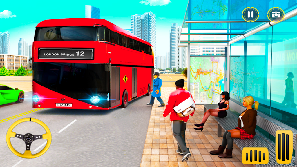 City Coach Bus Driving Sim 3D Schermafbeelding 0