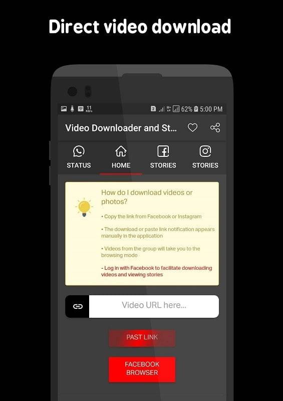 Video Downloader and Stories Tangkapan skrin 1