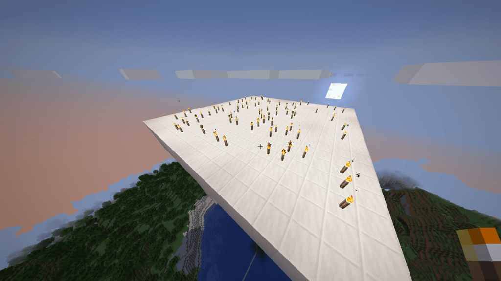 torches on top of the mob spawner in Minecraft