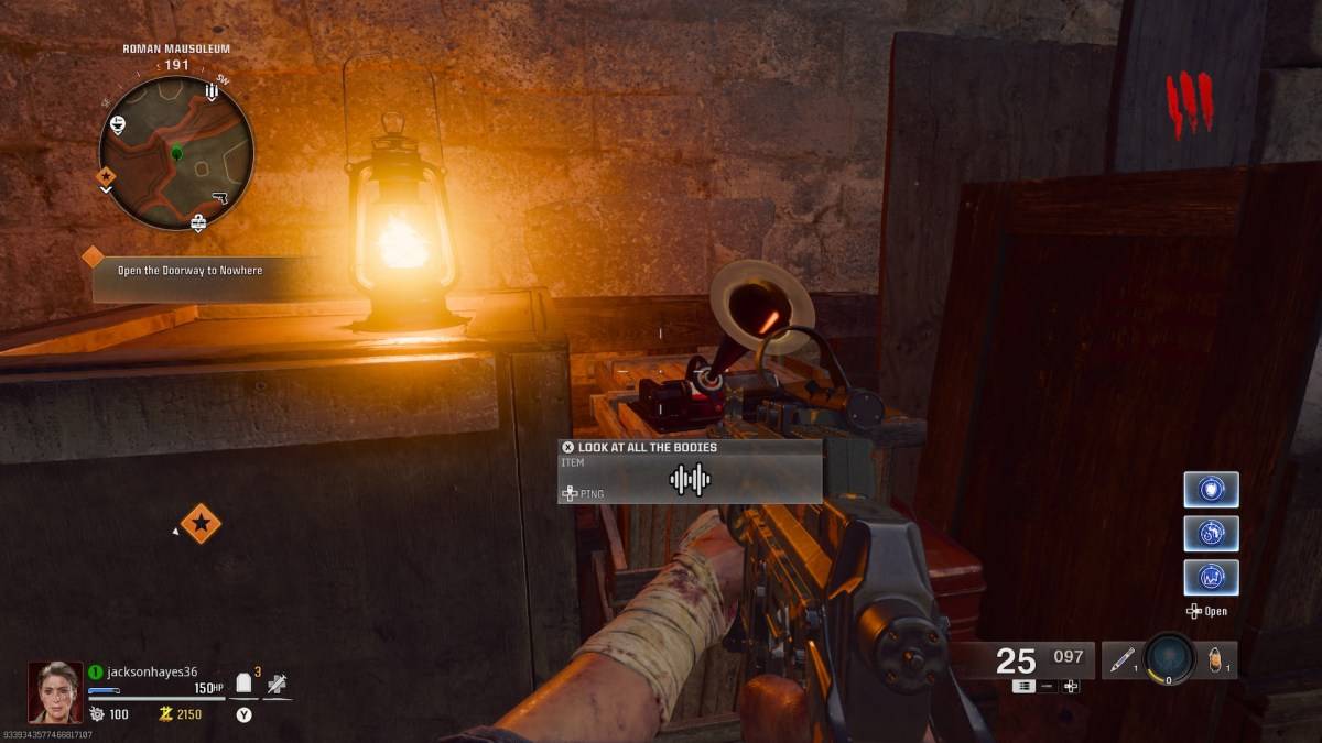 Ein Audio -Protokoll im Grab in Black Ops 6 Zombies.