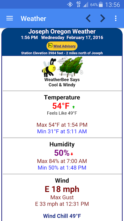 Joseph Oregon Weather Schermafbeelding 0