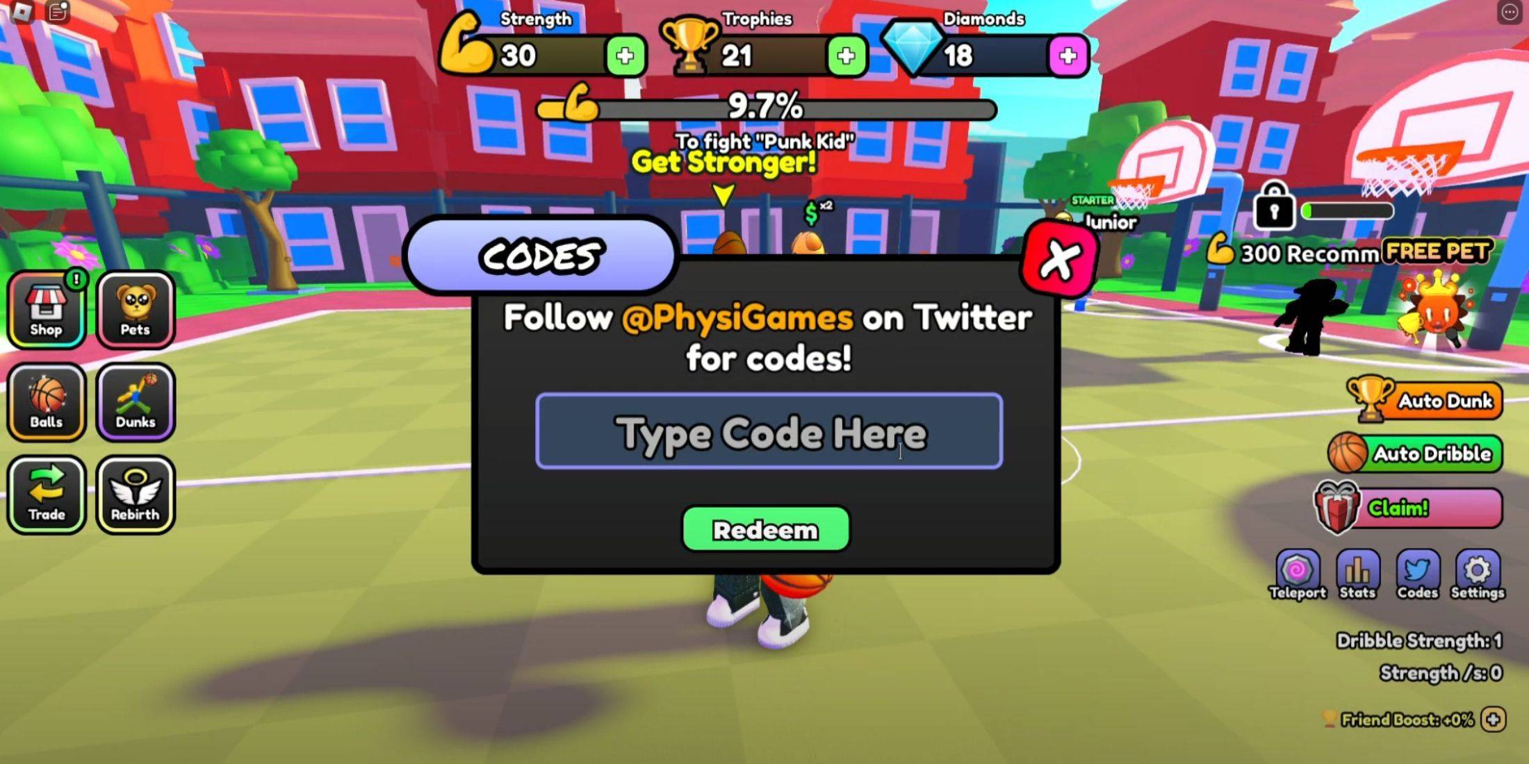 Dunk Battles Code Entry Field