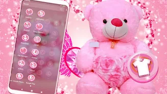 Pink Teddy Bear Theme Schermafbeelding 2