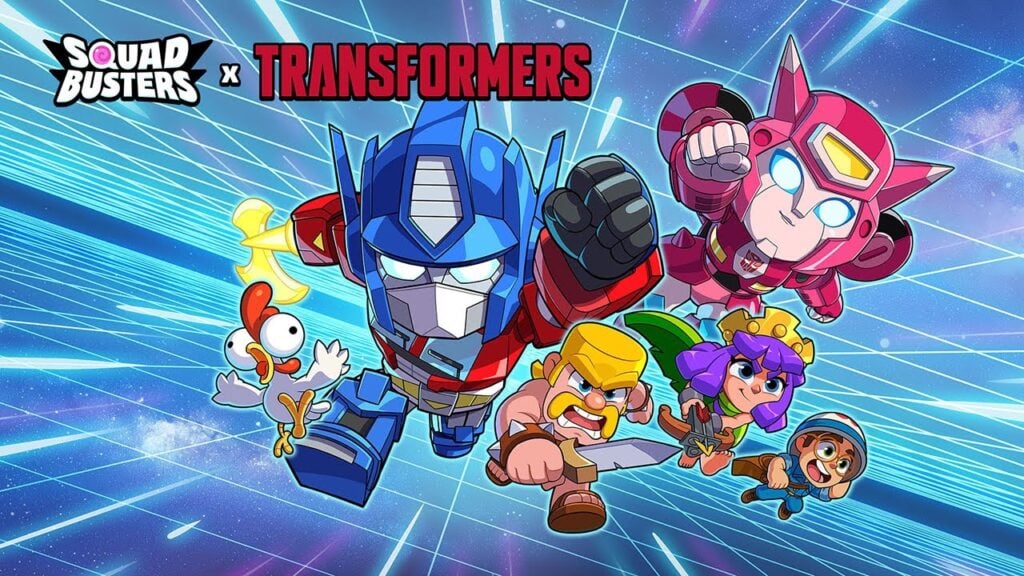Squad Busters crossover အတွက် Autobots နှင့်တင့်ကားများ brawl