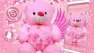 Pink Teddy Bear Theme スクリーンショット 1