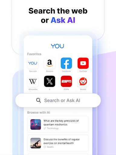 You.com AI Search and Browse Скриншот 1