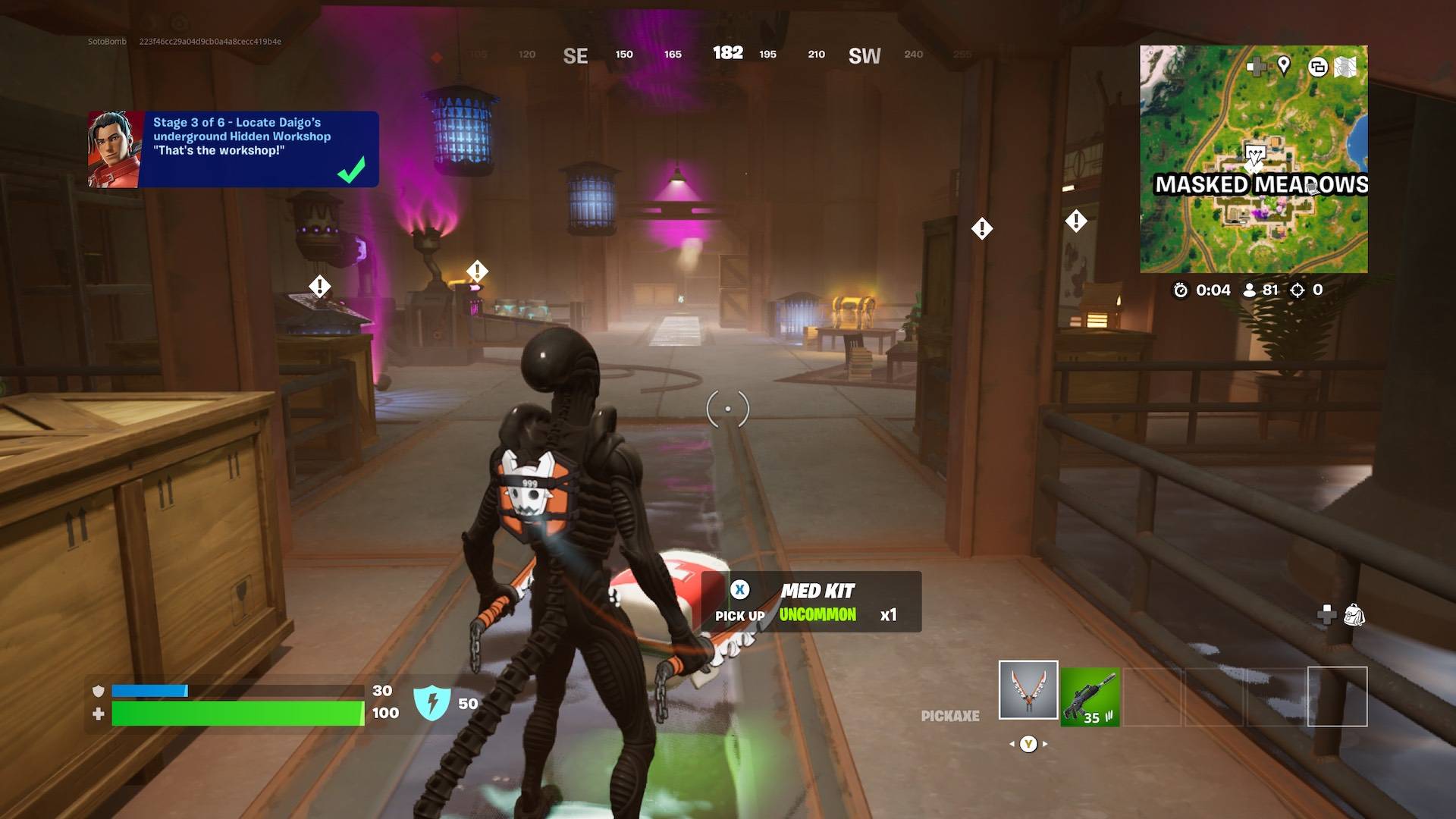 Como localizar o workshop escondido subterrâneo de Daigo em Fortnite