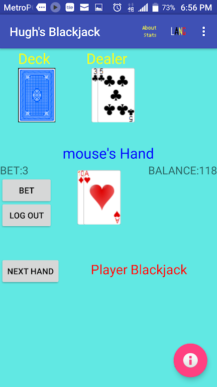 Hugh's Blackjack Ekran Görüntüsü 3