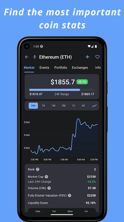 Crypto Hub Coin Stats Tracker Captura de tela 3