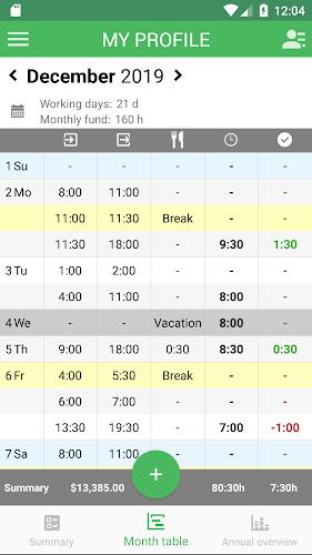 Working Timer - Timesheet Zrzut ekranu 1