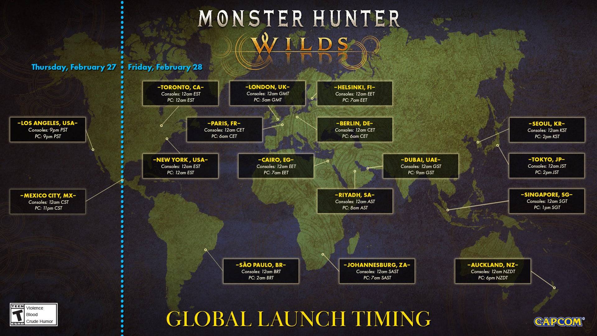 Monster Hunter Wilds Global Release Times Confirmed