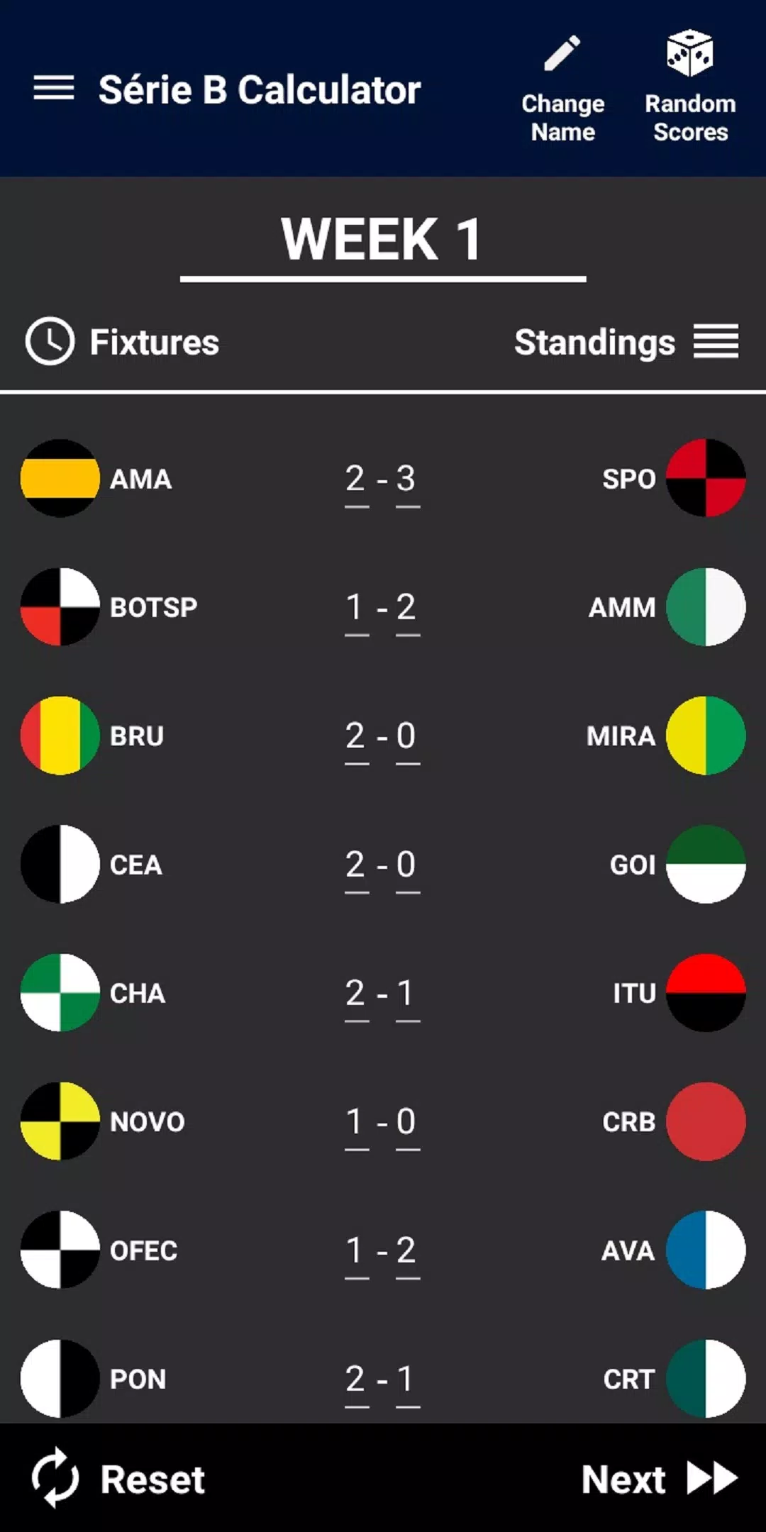 Schermata Brasileiro Série B Calculator 0