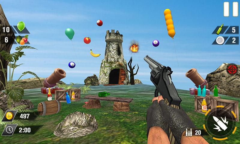 Bottle Gun Shooter Game Mod Tangkapan skrin 1