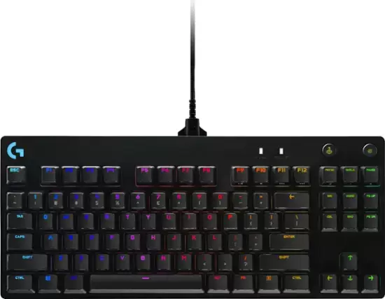 Logitech - G Pro TKL वायर्ड मैकेनिकल GX ब्लू Clicky स्विच गेमिंग कीबोर्ड RGB बैकलाइटिंग के साथ - ब्लैक