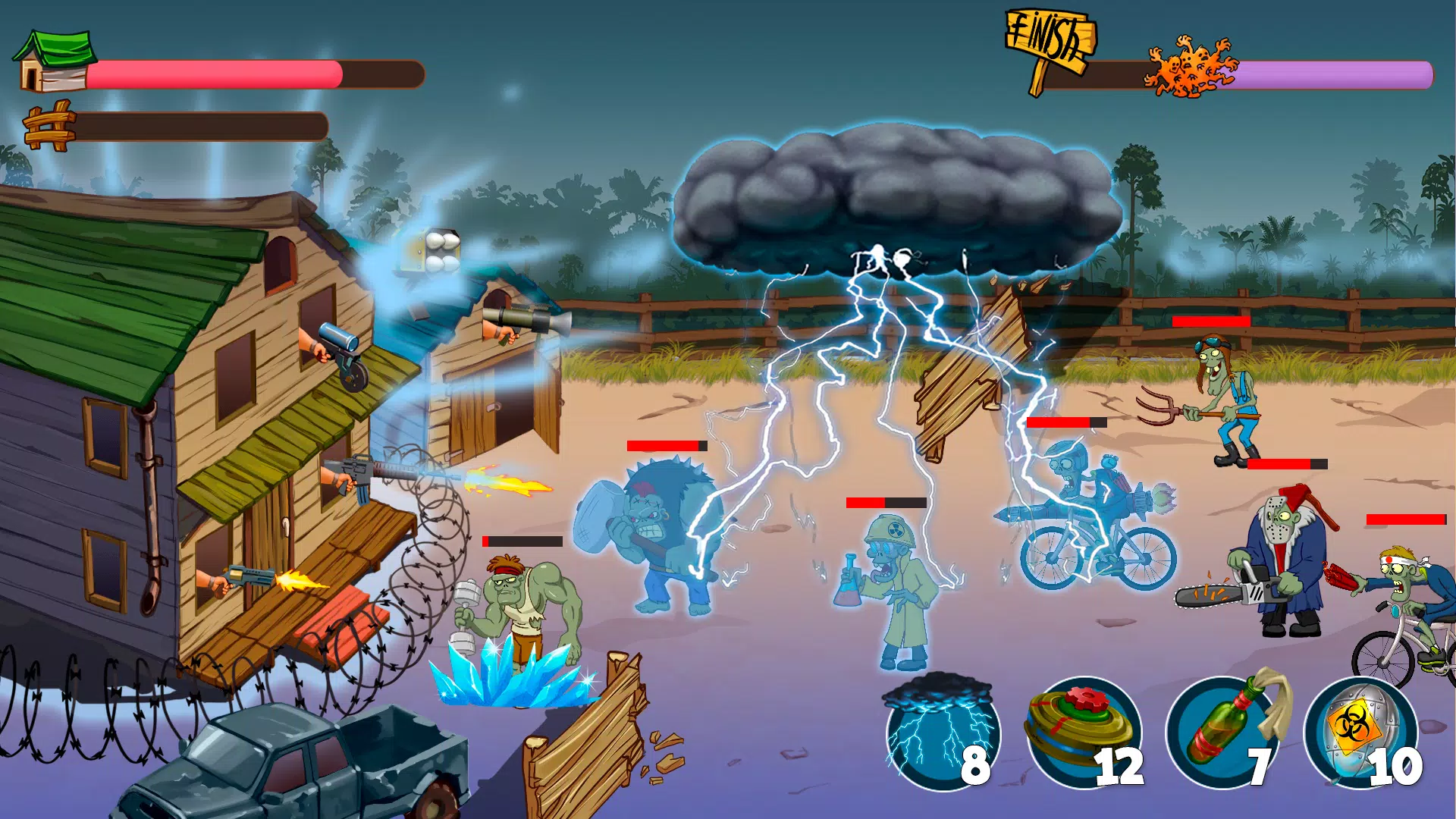 Zombie Rush Village Defense Tangkapan skrin 2