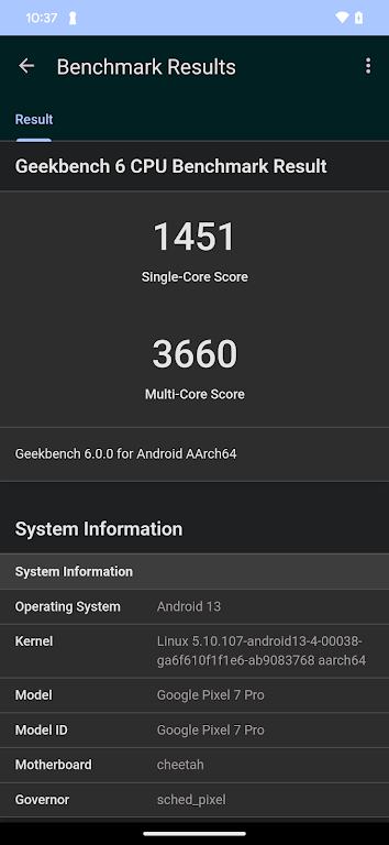 Geekbench 6 ဖန်သားပြင်ဓာတ်ပုံ 1