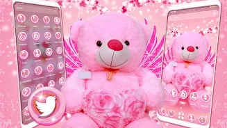 Pink Teddy Bear Theme Schermafbeelding 0