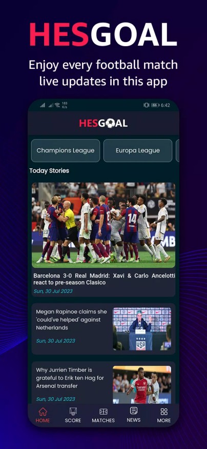 HesGoal - Live Football TV HD應用截圖第0張