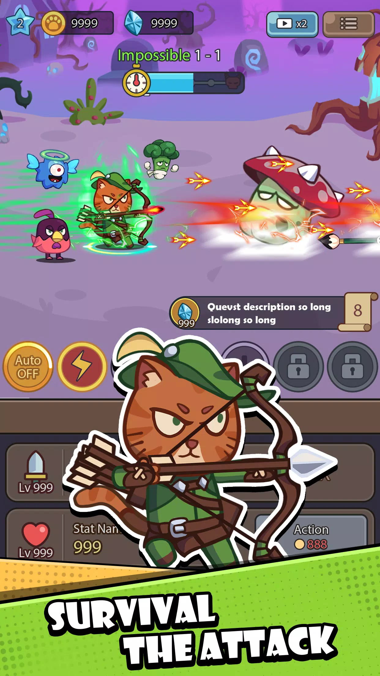 Cat Hero: Idle RPG War ภาพหน้าจอ 1