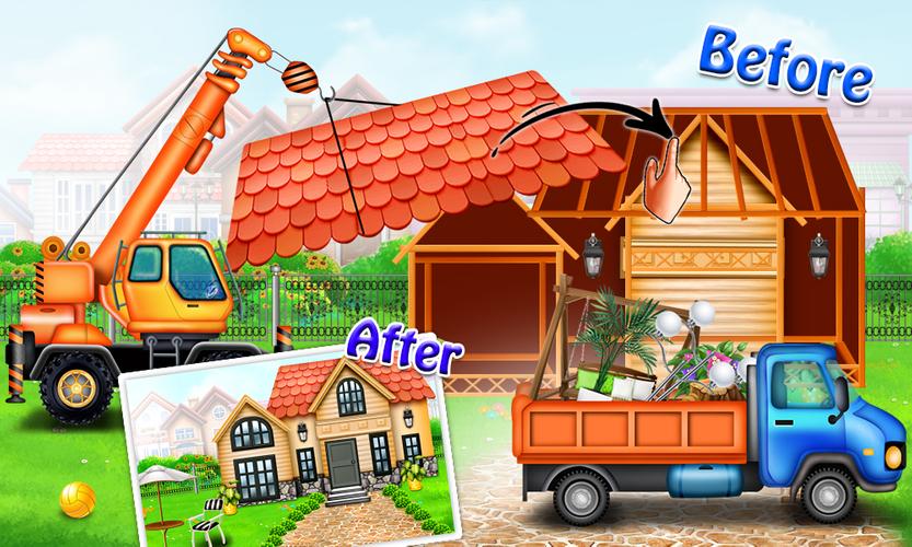 Build Town House with Trucks Ekran Görüntüsü 2