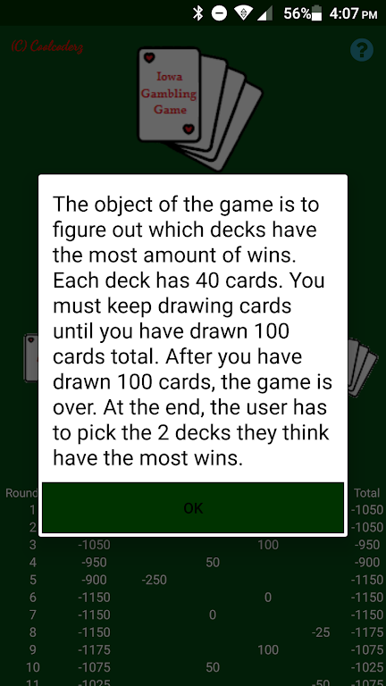 Schermata Iowa Gambling Game: Decision Making With Cards 1