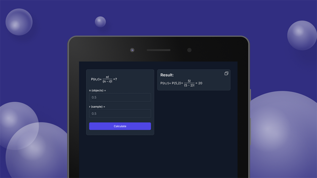 Permutations Calculator ภาพหน้าจอ 0