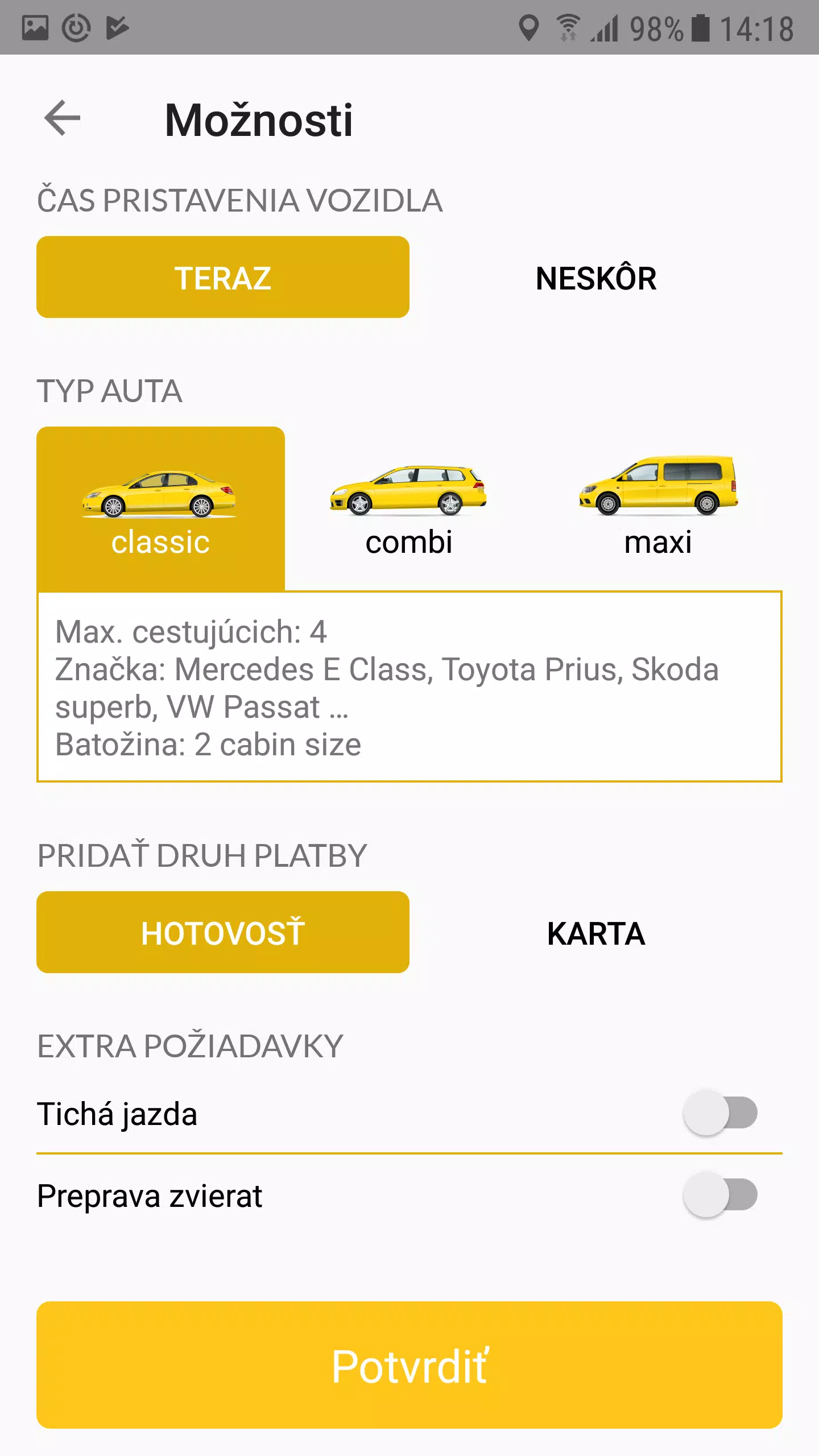 Yellow Taxi Trnava应用截图第3张