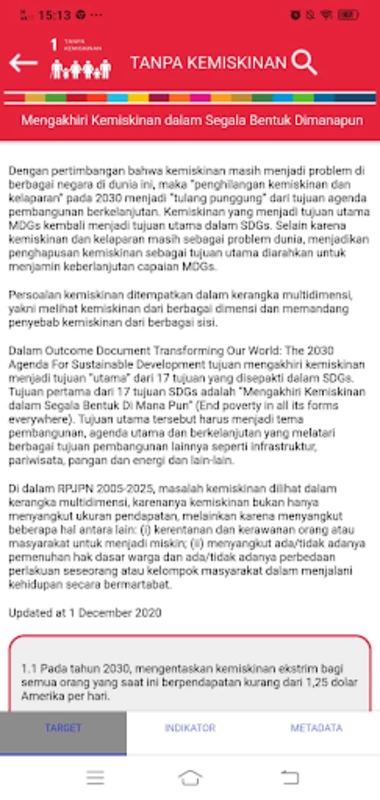 Schermata SDG Metadata Indonesia 2