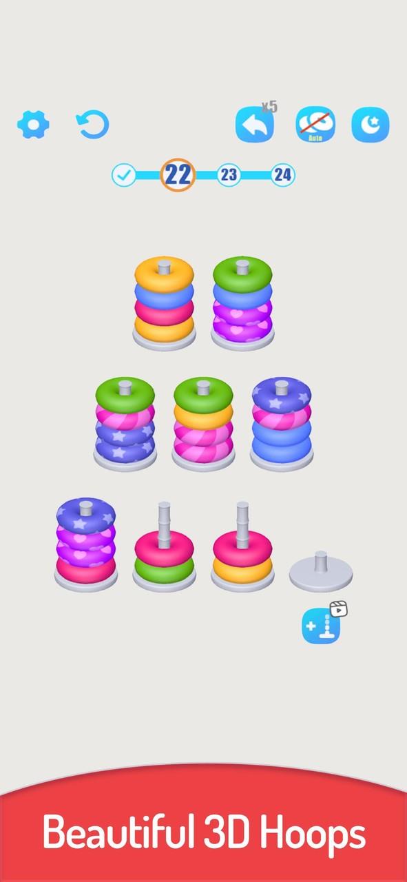 3D Color Sort Hoop Stack Screenshot 2