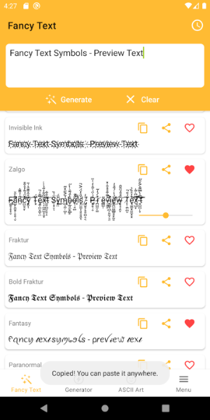 Fancy Text Symbols Captura de pantalla 0