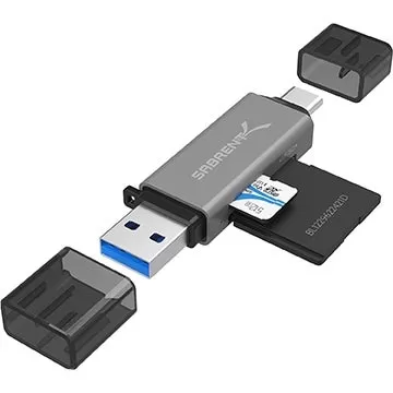 USB-A और USB-C पोर्ट के साथ $ 7 माइक्रो एसडी कार्ड रीडर संगत