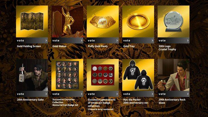 Fan-Voted Merchandise Selection for Like A Dragon 20th Anniversary