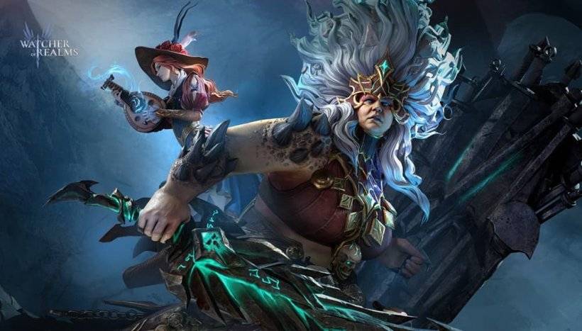 Tangkapan skrin Watcher of Realms yang menampilkan wira baru Malvira dan Sadie