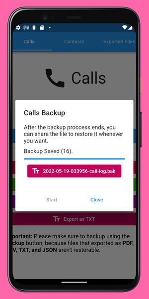 Call Log Backup,Restore & PDF Export Captura de pantalla 2