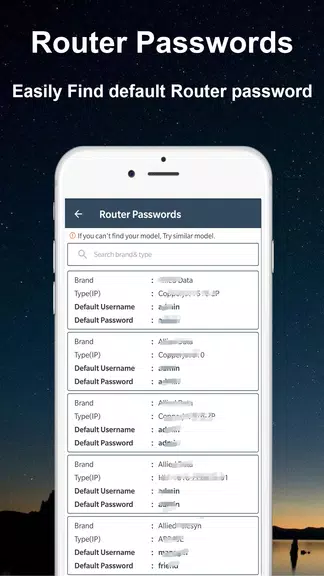 Default WiFi Router Passwords Captura de tela 1