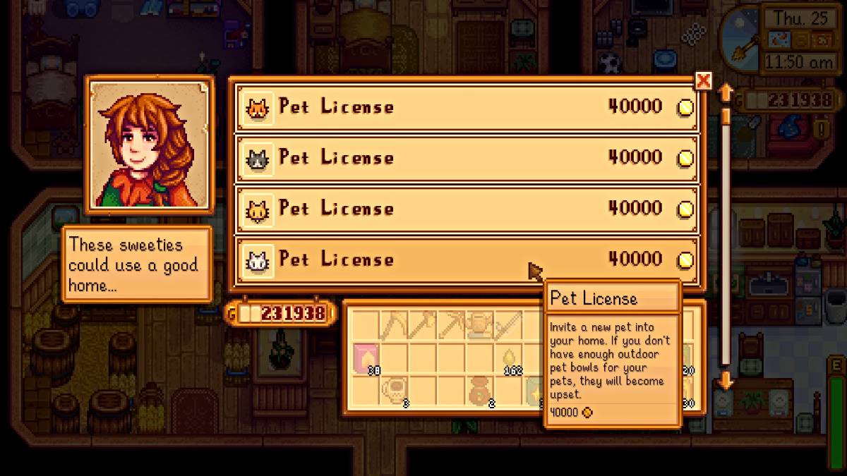 Marnie's pet license inventory