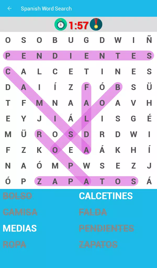 Spanish Word Search Game Schermafbeelding 3