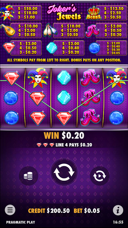 Schermata Joker’s Jewels Slot Casino Win 0