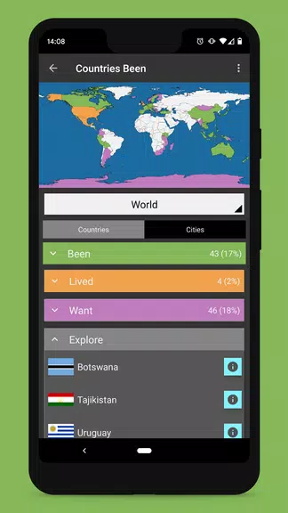 Countries Been: Visited Places 스크린샷 3