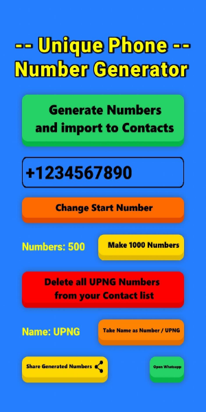 Schermata Unique Phone Number Generator 1