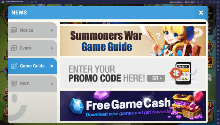 Summoners War Redeem Code Entry