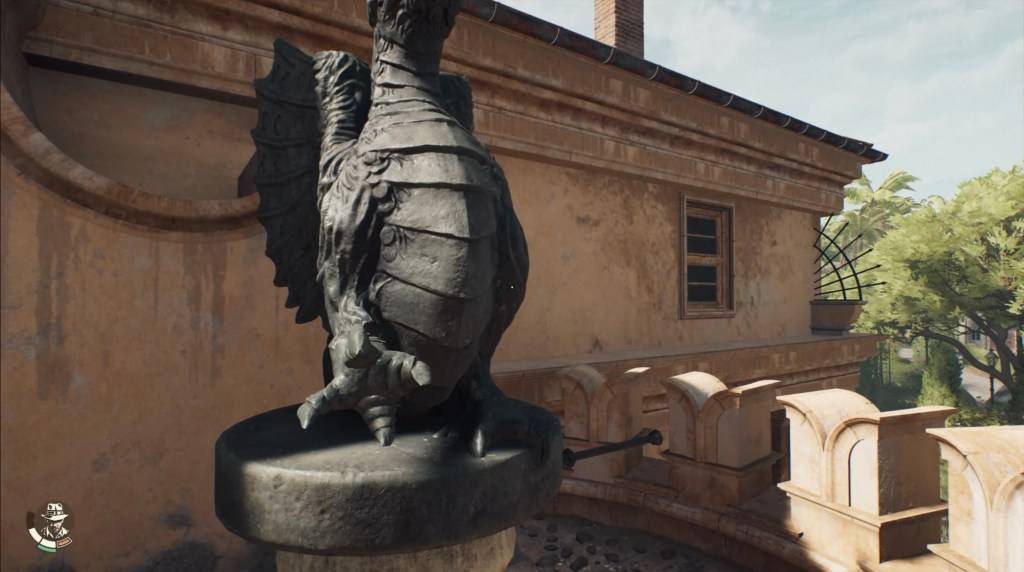 La statue de dragon qui fait partie de la fontaine du puzzle de confession dans l'Indiana Jones et le grand cercle