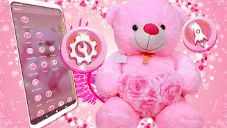 Pink Teddy Bear Theme Tangkapan skrin 3