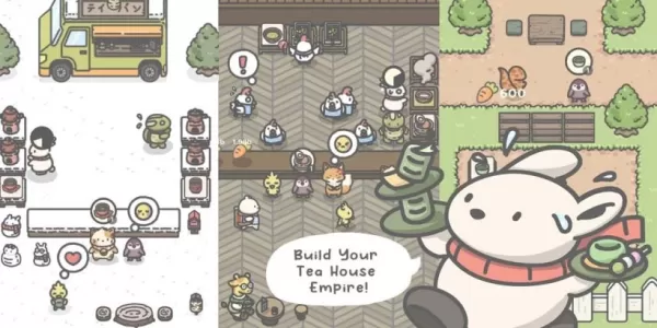 tsuki 急忙為顧客送茶的茶館場景