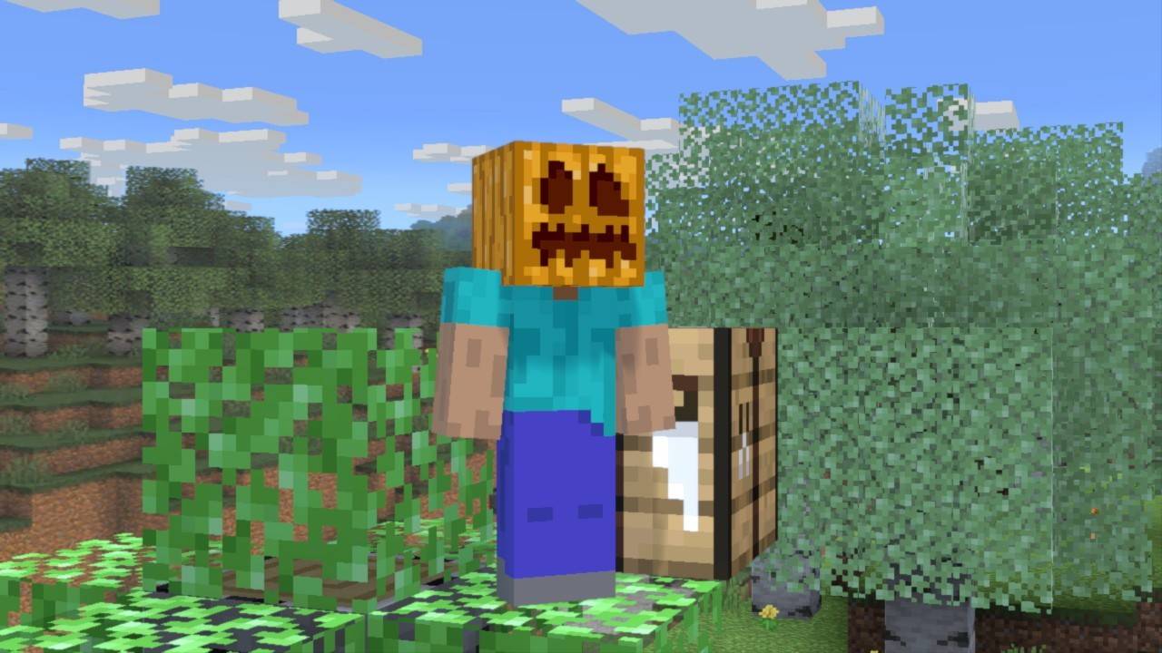 pompoen op het hoofd van de kop minecraft -personage